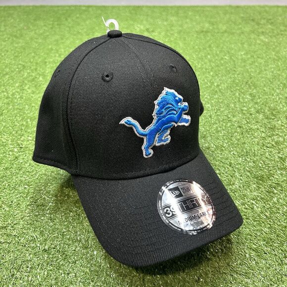 Detroit Lions NFL New Era 39 Thirty Basic Fitted Hat Black NWT M/L - Picture 1 of 5